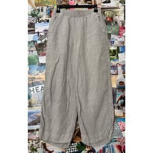 Light Grey Tahari 100% Linen Cropped Pants S